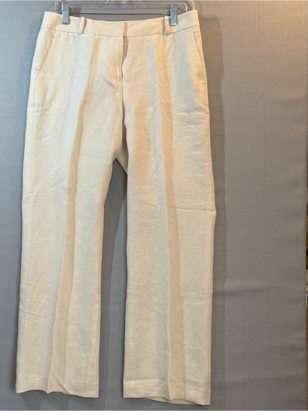 Talbots Cream Linen-Blend Straight Pants